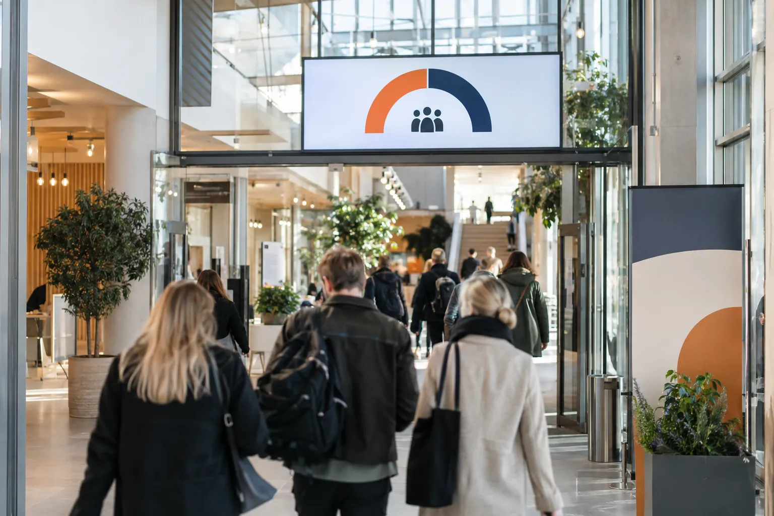 Skjerm som viser belegget ved en inngang