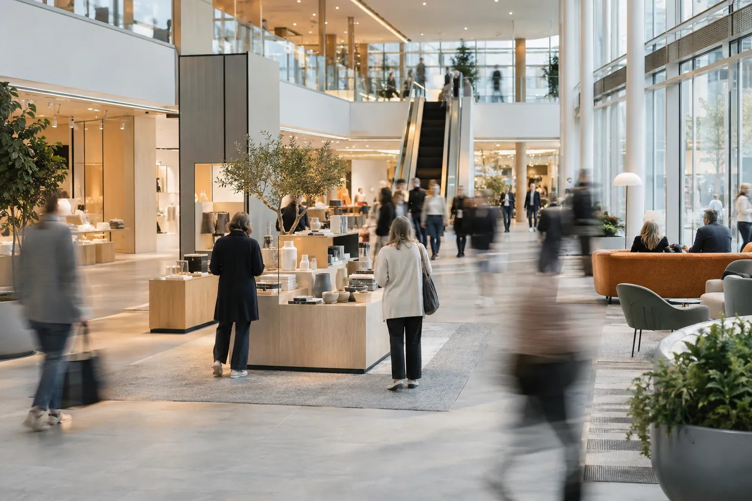 Besøkende blir stående ved en utstilling mens andre går forbi
